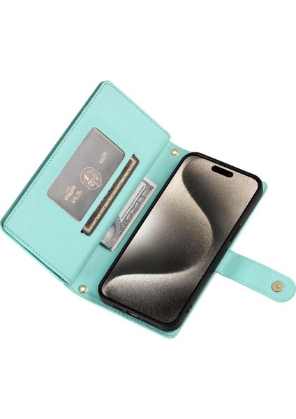 IPhone 15 Için Flip Case Pro Max Crossbody Kayış Standı Çok Fonksiyonlu (Yurt Dışından)
