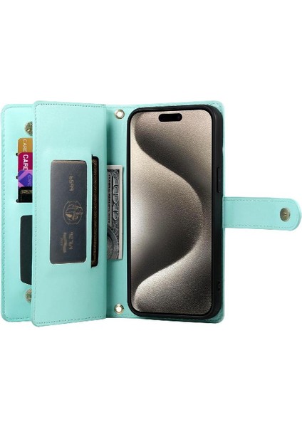 IPhone 15 Için Flip Case Pro Max Crossbody Kayış Standı Çok Fonksiyonlu (Yurt Dışından)