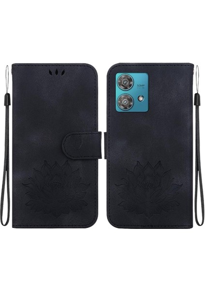 Motorola Kenar 40 Neo Kabartma Lotus Çiçek Kickstand Manyetik Için Flip Case (Yurt Dışından)