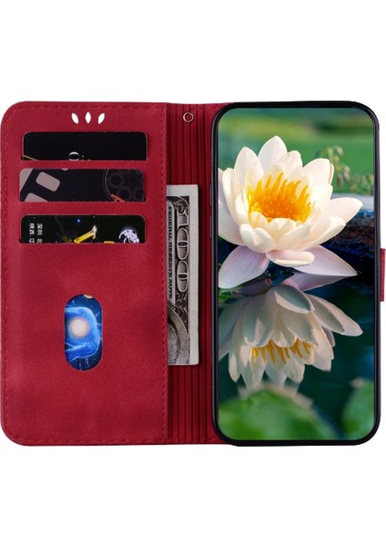 Infinix Akıllı 8 Kickstand Manyetik Cüzdan Kabartma Lotus Için Flip Case (Yurt Dışından)