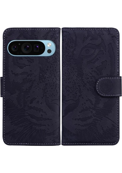 Google Piksel 9 Kickstand Koruyucu Kabartmalı Sevimli Kaplan Için Flip Case (Yurt Dışından)