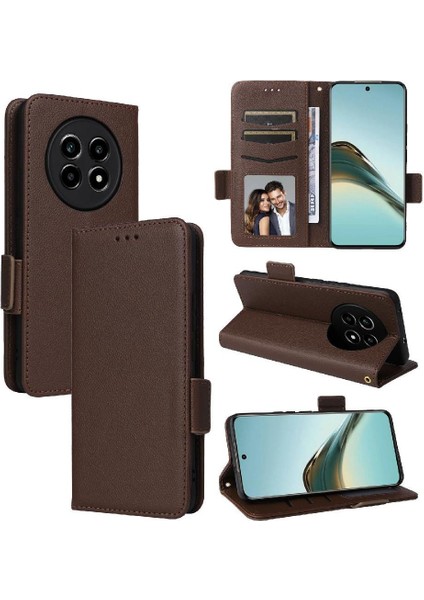 Realme 13 Pro Artı Manyetik Kart Yuvaları Için Flip Case Tutucu Yan Toka Pu (Yurt Dışından)