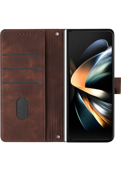 Samsung Galaxy Z Için Flip Case Fold 4 5g Kart Ekleme Cüzdan Pu Deri (Yurt Dışından)