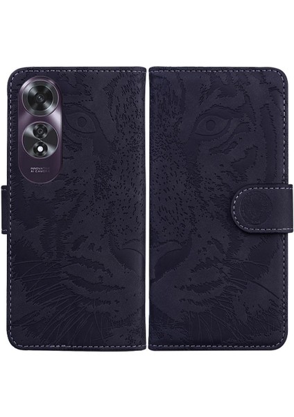 Oppo A60 4g Deri Cüzdan Kabartmalı Sevimli Kaplan Kickstand Için Flip Case (Yurt Dışından)