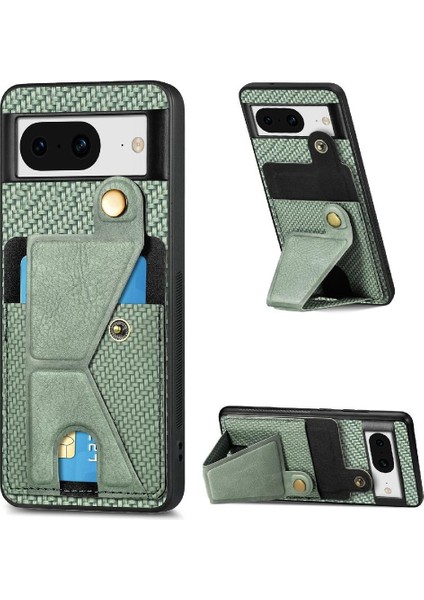 Google Pixel 8 Stand Fonksiyonu Manyetik Tasarım Braketi Kart Sahibi Için Kılıf (Yurt Dışından)