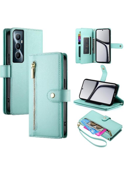 Realme C65 4g Bilek Kayışı Çok Fonksiyonlu Kart Yuvaları Cüzdan Için Flip Case (Yurt Dışından)