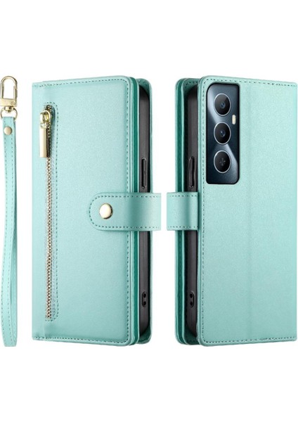 Realme C65 4g Bilek Kayışı Çok Fonksiyonlu Kart Yuvaları Cüzdan Için Flip Case (Yurt Dışından)