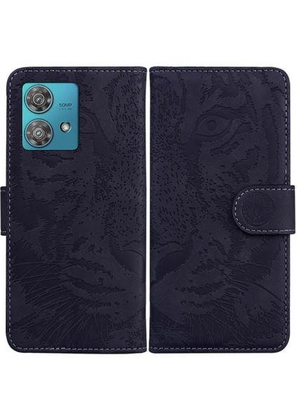 Flip Case Formotorola Kenar 40 Neo Kabartmalı Sevimli Kaplan Kickstand Koruyucu (Yurt Dışından)