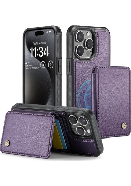 IPhone 15 Için Kılıf Pro Manyetik Standı Fonksiyonu Rfıd Engelleme 2 In 1 (Yurt Dışından)