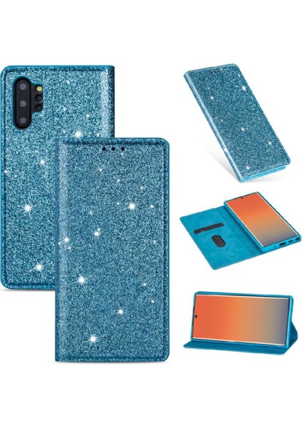 Samsung Galaxy NOTE10 Pu Deri Manyetik Kapatma Için Glitter Flip Case (Yurt Dışından)