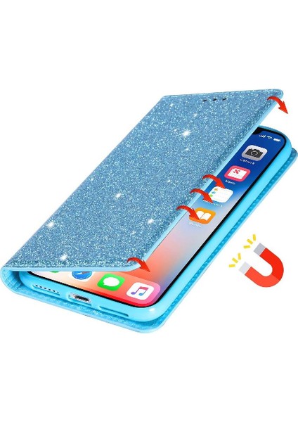 Samsung Galaxy NOTE10 Pu Deri Manyetik Kapatma Için Glitter Flip Case (Yurt Dışından)