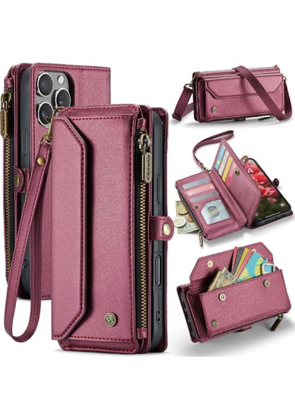 IPhone 16 Için Crossbody Durumda Pro Max Rfıd Engelleme Durumda Cüzdan Kart Tutucu (Yurt Dışından)