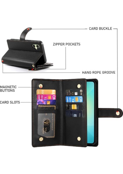 Samsung Galaxy A06 Cüzdan Bölmesi Bilek Kayışı Kart Yuvaları Için Flip Case (Yurt Dışından)