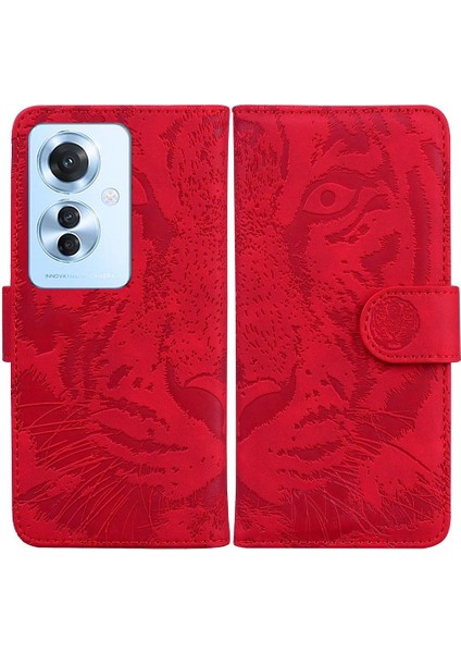 Oppo Oppo 11F 5g Için Flip Case Deri Cüzdan Kabartmalı Sevimli Kaplan (Yurt Dışından)