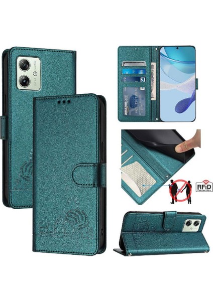 Motorola Moto G14 4g Için Kılıf Cüzdan Kapak Çevirin Kart Yuvası Tutucu Kickstand (Yurt Dışından)