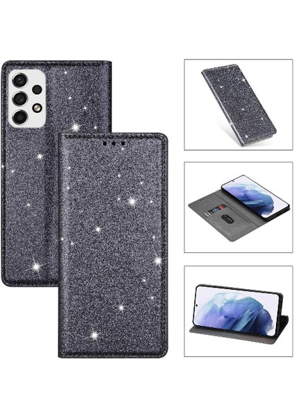Samsung Galaxy A33 5g Manyetik Kapatma Pu Deri Için Glitter Flip Case (Yurt Dışından)