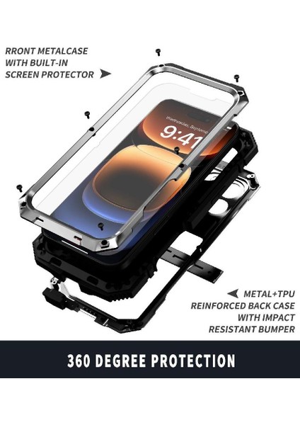 IPhone 16 Pro 360 Için Metal Kasa Tam Vücut Koruyucu Kapak Cam Ekran (Yurt Dışından) fırsatları