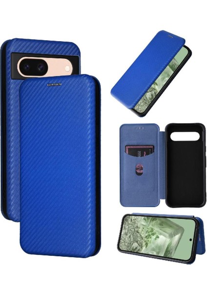 Kart Sahibi ile Google Piksel 8A Manyetik Karbon Fiber Için Flip Case (Yurt Dışından)