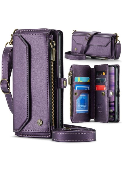 Kadınlar Için Crossbody Durumda Google Piksel 9 Cüzdan Durumda Fermuar Faturaları Yuvası (Yurt Dışından)
