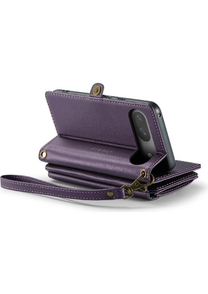 Kadınlar Için Crossbody Durumda Google Piksel 9 Cüzdan Durumda Fermuar Faturaları Yuvası (Yurt Dışından)