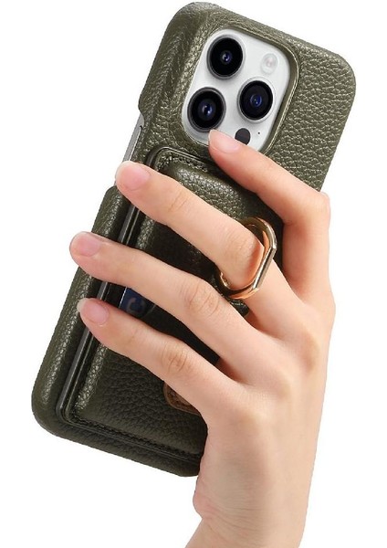 IPhone 16 Için Kılıf Pro Kart Yuvaları Premium Dokulu Deri Halka Standı (Yurt Dışından) fırsatları
