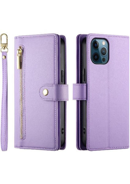 IPhone 12 Için Flip Case Pro Max Crossbody Kayış Iş Standı Cüzdan (Yurt Dışından)