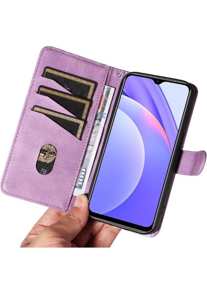 Xiaomi Redmi Not 9 4g Için Filp Durumda Preslenmiş Pu Deri Ayrılabilir Siyah (Yurt Dışından)