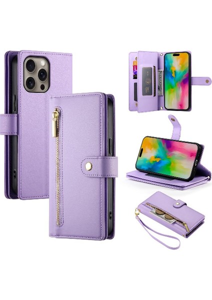 IPhone 16 Için Flip Case Pro Max Çok Fonksiyonlu Cüzdan Crossbody Kayış (Yurt Dışından)