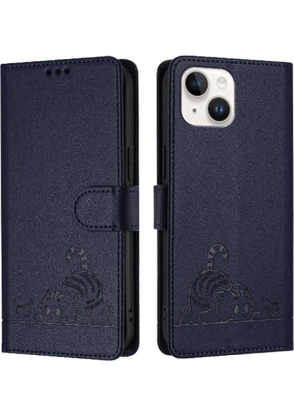 IPhone 14 Için Kılıf Artı Cüzdan Kapak Çevirin Kart Yuvası Tutucu Kickstand Kedi (Yurt Dışından)
