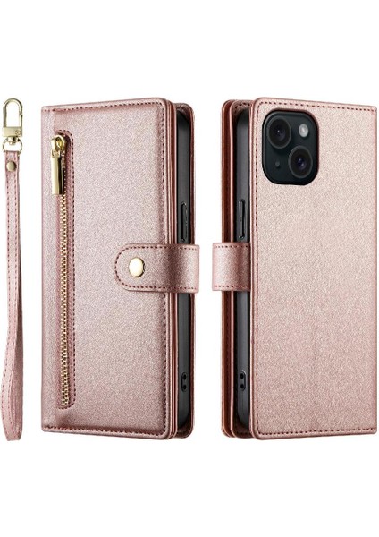 IPhone 15 Için Flip Case Çok Fonksiyonlu Iş Standı Crossbody Kayış (Yurt Dışından) indirimleri