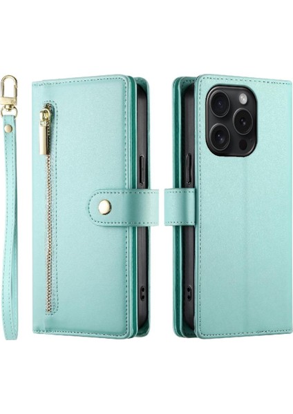 IPhone 15 Pro Için Flip Case Crossbody Kayış Cüzdan Çok Fonksiyonlu Standı (Yurt Dışından)