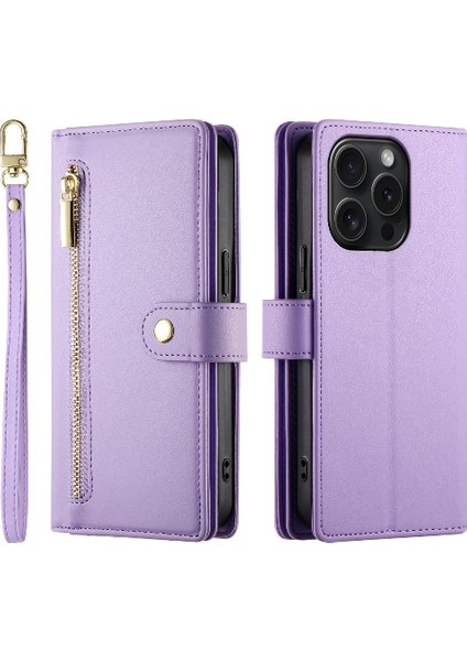 IPhone 15 Pro Için Flip Case Crossbody Kayış Cüzdan Çok Fonksiyonlu Standı (Yurt Dışından) modelleri