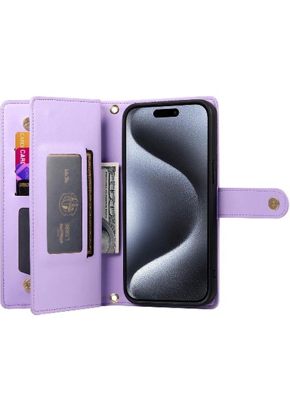 IPhone 15 Pro Için Flip Case Crossbody Kayış Cüzdan Çok Fonksiyonlu Standı (Yurt Dışından) fırsatları