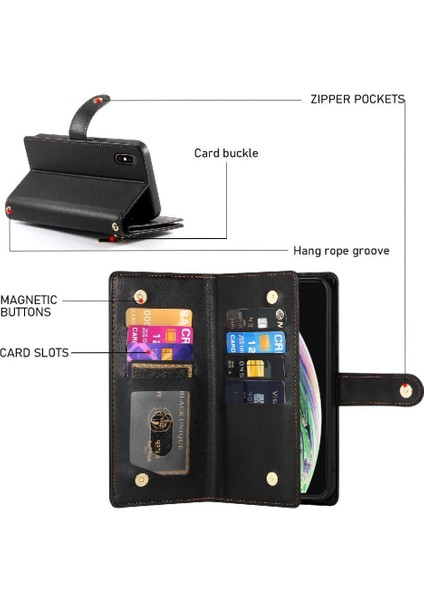 IPhone Xs Max Çok Fonksiyonlu Cüzdan Iş Crossbody Için Flip Case (Yurt Dışından) modelleri