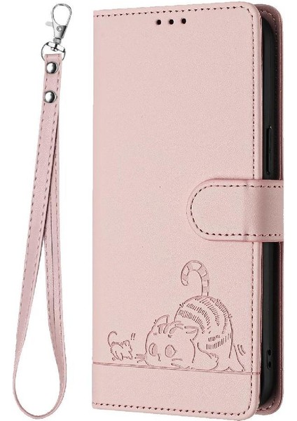 IPhone 12 Için Kılıf Pro Max Kart Yuvası Tutucu Kickstand Kedi Rfıd Cüzdan Flip (Yurt Dışından)