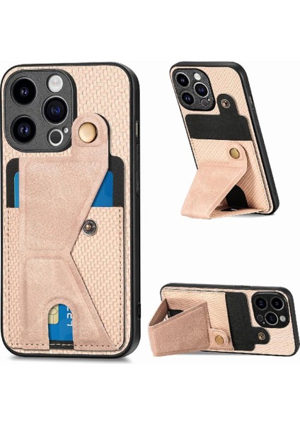 IPhone 15 Için Kılıf Pro Standı Fonksiyonu Kart Sahibi Manyetik Tasarım Braketi (Yurt Dışından)