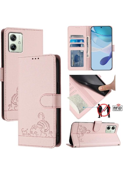 Motorola Moto G14 4g Için Kılıf Cüzdan Kapak Çevirin Kart Yuvası Tutucu Kickstand (Yurt Dışından)