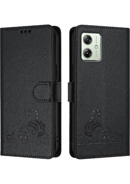 Motorola Moto G54 5g Için Kılıf Cüzdan Kapak Çevirin Kedi Rfıd Kart Yuvası Tutucu (Yurt Dışından)