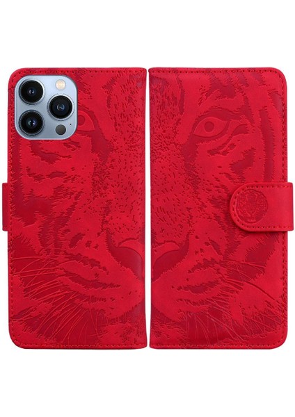 IPhone 13 Için Flip Case Pro Kabartmalı Sevimli Kaplan Deri Cüzdan Kickstand (Yurt Dışından)