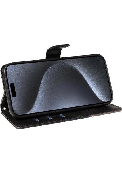Elmas Dikiş Deri ile IPhone 15 Pro ve Kart Yuvası Için Flip Case (Yurt Dışından) modelleri