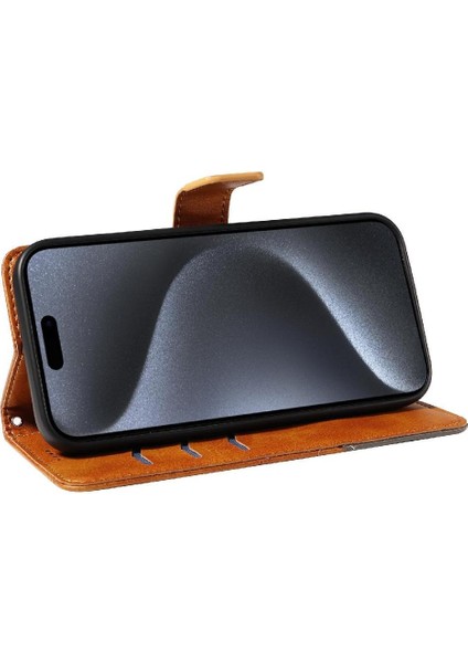 Elmas Dikiş Deri ile IPhone 15 Pro ve Kart Yuvası Için Flip Case (Yurt Dışından) modelleri