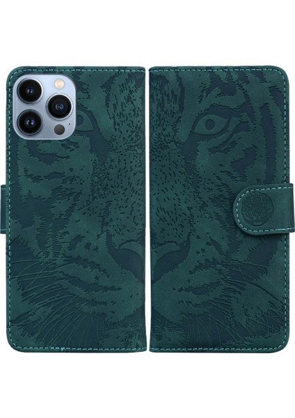 IPhone 15 Için Flip Case Pro Max Deri Cüzdan Kabartmalı Sevimli Kaplan (Yurt Dışından)