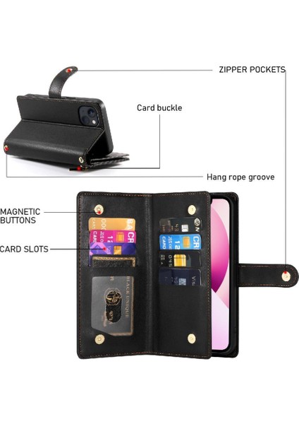 IPhone 13 Iş Cüzdan Standı Crossbody Askısı Için Flip Case (Yurt Dışından) fırsatları