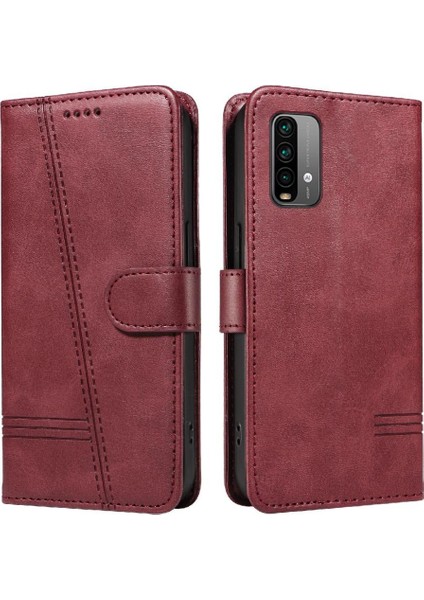 Xiaomi Redmi Not 9 4g Için Filp Durumda Preslenmiş Pu Deri Ayrılabilir Siyah (Yurt Dışından)