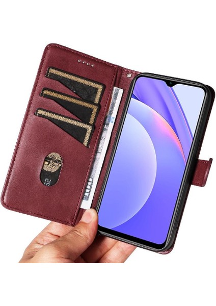 Xiaomi Redmi Not 9 4g Için Filp Durumda Preslenmiş Pu Deri Ayrılabilir Siyah (Yurt Dışından)