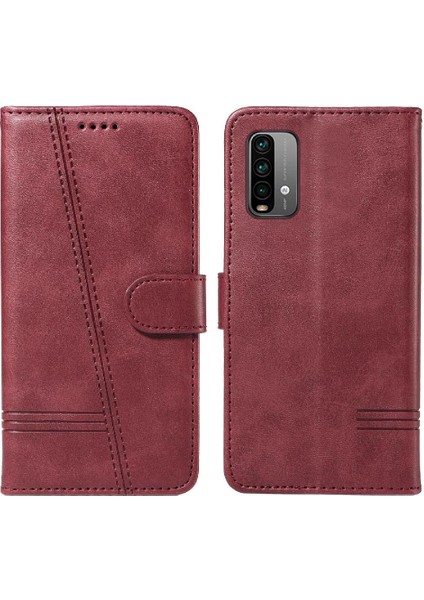 Xiaomi Redmi Not 9 4g Için Filp Durumda Preslenmiş Pu Deri Ayrılabilir Siyah (Yurt Dışından)