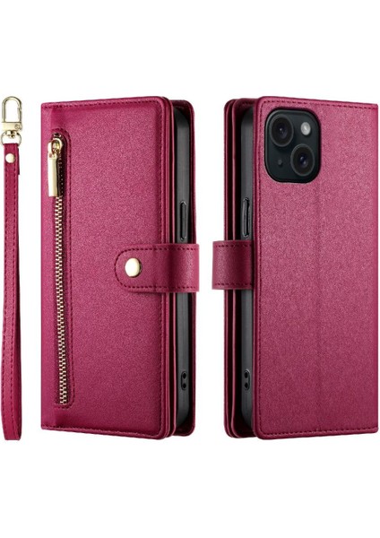 IPhone 15 Için Flip Case Çok Fonksiyonlu Iş Standı Crossbody Kayış (Yurt Dışından) indirimleri