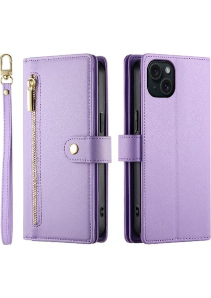 IPhone 15 Için Flip Case Artı Iş Crossbody Kayış Çok Fonksiyonlu (Yurt Dışından)
