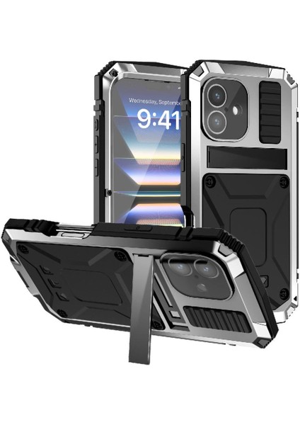 IPhone 16 Için Metal Kasa Withkickstand 360 Tam Vücut Koruyucu Kapak (Yurt Dışından)