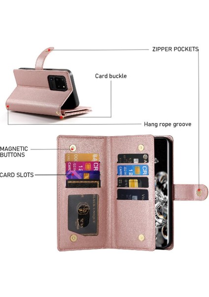 Samsung Galaxy S20 Için Flip Case Ultra Çok Fonksiyonlu Standı Cüzdan Kayış (Yurt Dışından) modelleri